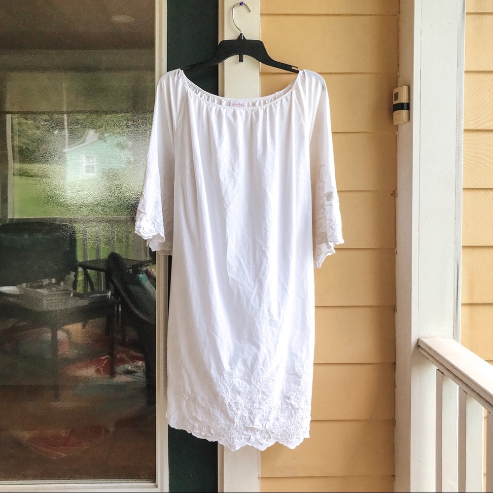 Isabel Maternity, XXL, White Embroidered Dress